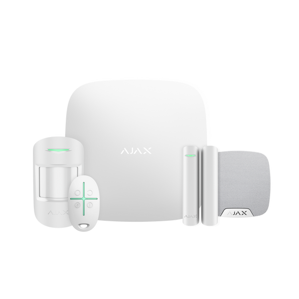 Ajax Starter Kit wireless apartment security system with Hub 2 Plus, motion detector, door sensor, key fob and indoor siren