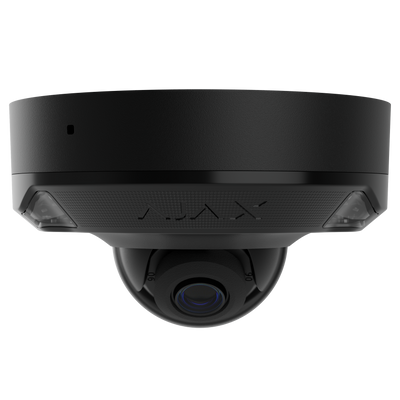 Ajax DomeCam Mini HL 8MP 4K AI dome security camera in black, front view