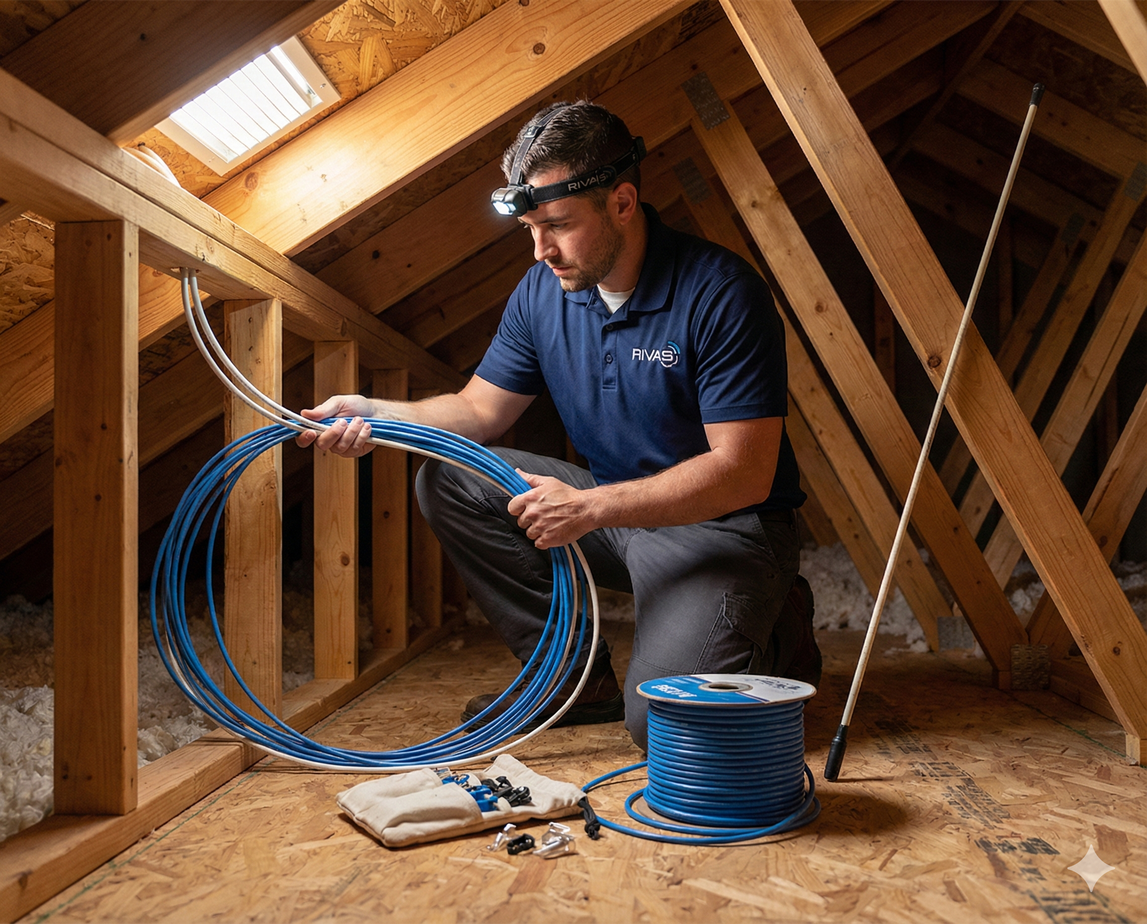 Professional Wire Pull — Cat6 · Fiber · Speaker · Coax | Up to 100 ft Per Run