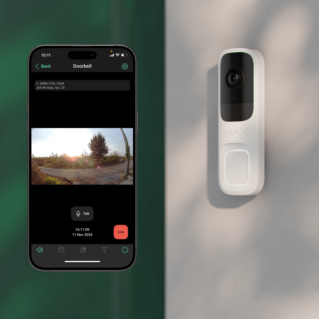 Ajax DoorBell — AI Video Doorbell with Two-Way Audio & Ajax Ecosystem Integration | Rivas Technology Group