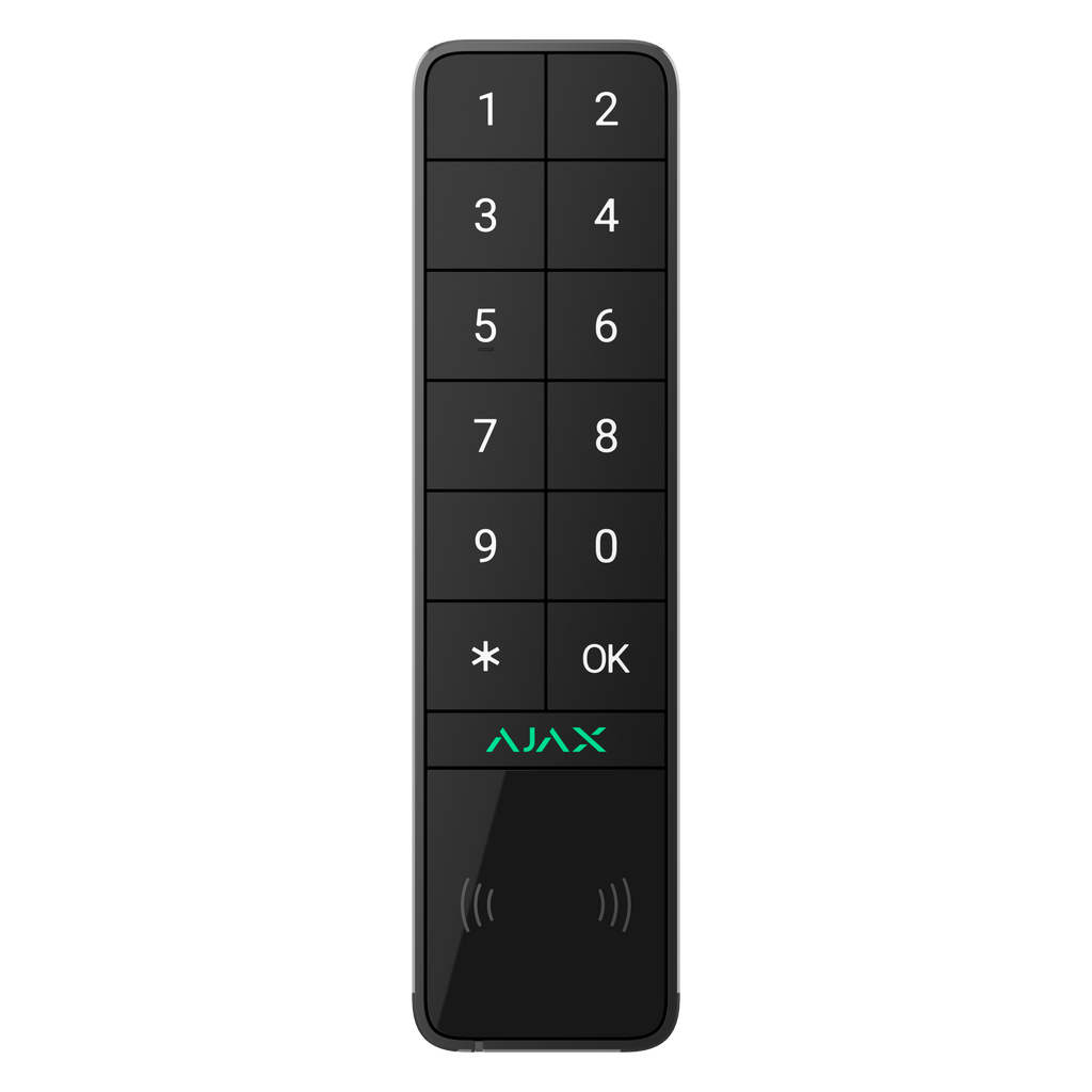 Ajax KeyPad Outdoor wireless outdoor security keypad in black, front view