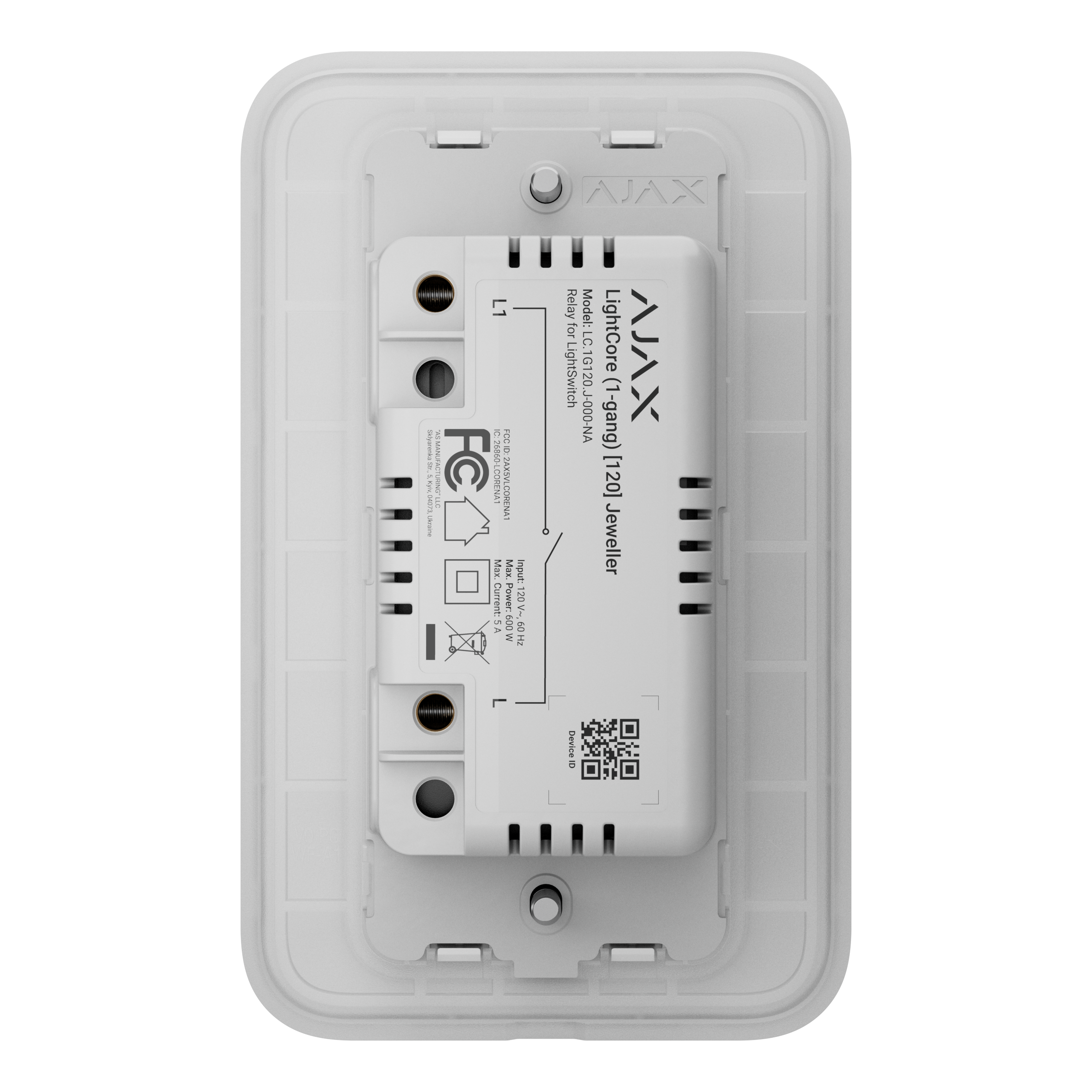 Ajax LightSwitch (1-Gang) [120] Jeweller — Smart Touch Light Switch | 120V · No Neutral