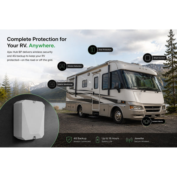 RV & Off-Grid Security Kit — Ajax Hub BP + Cellular, No Power or WiFi Needed